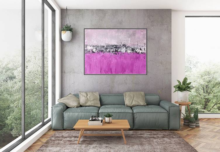 Pink Handmade Contemporary Abstract Canvas Wall Art DG6NZ